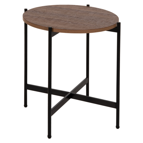 Masute de cafea - SIDE TABLE HM9589.04 MDF WALNUT-BLACK METAL BASE Φ50x55Hcm.