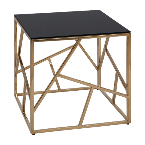 Masute de cafea - Side Table JANA with black glass and gold base 55x55x55Hcm.HM8619.01