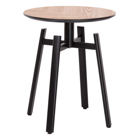 Interior - SIDE TABLE NORTON HM18036.03 METAL LEGS BLACK-MDF TOP SONAMA Φ45x55,5Hcm.