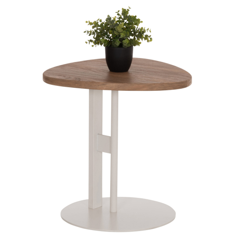 Interior - SIDE TABLE OVAL ALPER HM18328 MDF IN SONAMA--METAL BASE IN WHITE 50x50x51Hcm.