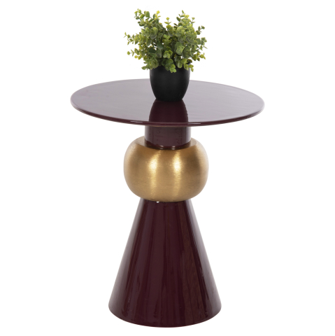 Masute de cafea - SIDE TABLE PATNA HM4234.06 METAL IN MAROON-GOLD Φ46x51,5Hcm.