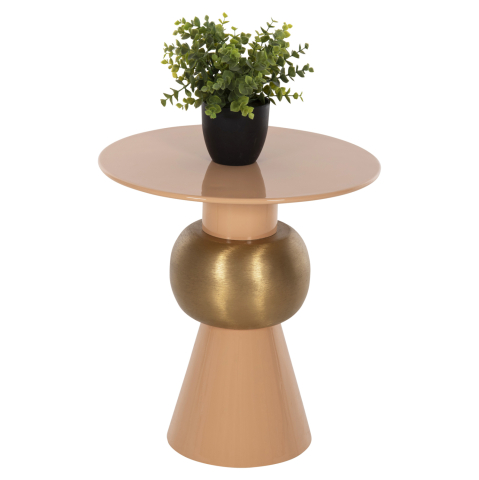 Masute de cafea - SIDE TABLE PATNA HM4235.08 METAL IN WARM PINK(SALMON)-GOLD Φ40,5x43Hcm.
