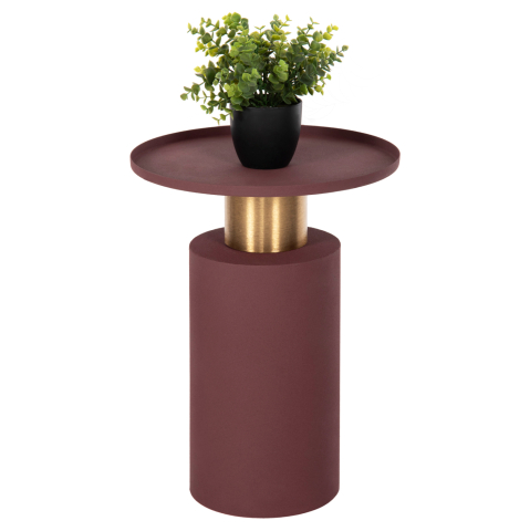 Masute de cafea - SIDE TABLE PUNJAB HM4239.06 METAL IN BRICK RED-GOLD/BRASS Φ36x47Hcm.