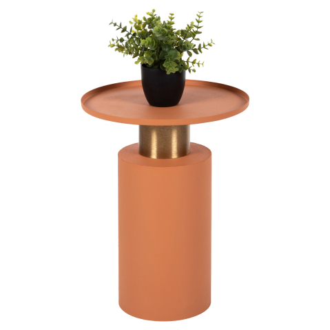 Masute de cafea - SIDE TABLE PUNJAB HM4239.08 METAL IN ORANGE-GOLD/BRASS Φ36x47Hcm.