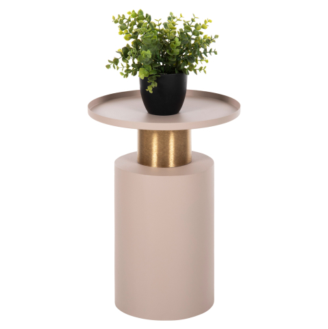 Masute de cafea - SIDE TABLE PUNJAB HM4240.03 METAL IN ECRU-GOLD/BRASS Φ30.5x42Hcm.