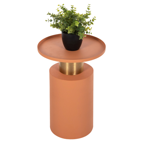 Masute de cafea - SIDE TABLE PUNJAB HM4240.08 METAL IN ORANGE-GOLD/BRASS Φ30.5x42Hcm.