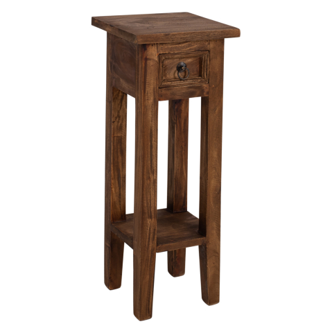 Interior - SIDE TABLE RAMU HM9484.01 MAHOGANY WOOD WITH A DRAWER IN NATURAL COLOR 25x25x66,5Hcm.