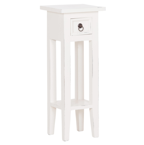 Interior - SIDE TABLE RAMU HM9484.03 MAHOGANY WOOD WITH A DRAWER IN WHITE 25x25x66.5Hcm.