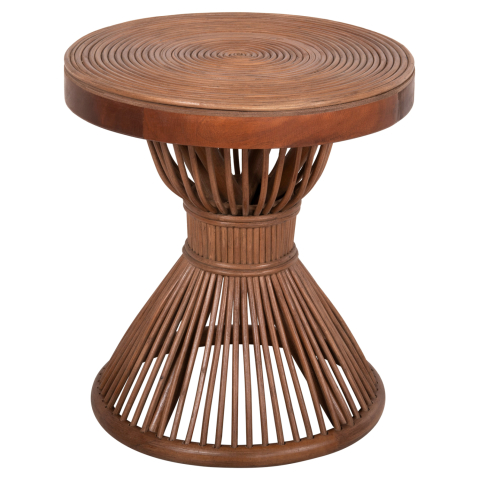 Masute de cafea - SIDE TABLE ROUND CIRCE HM9869 NATURAL RATTAN IN BROWN COLOR Φ40x45,5Hcm.