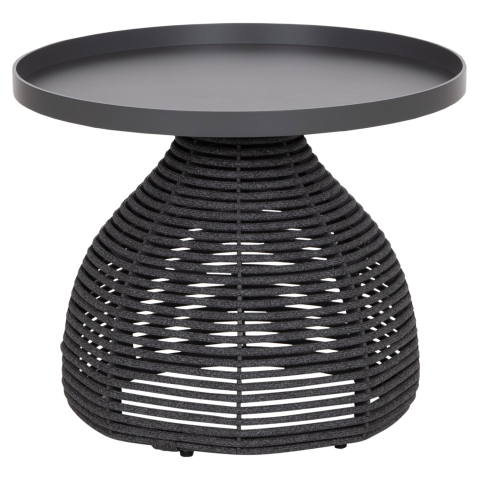 Mese - SIDE TABLE ROUND DRISCOLL HM6477.01 GREY ALUMINUM and ROPE Φ55x44Hcm.