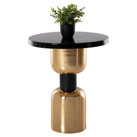 Masute de cafea - SIDE TABLE SURAT HM4236.04 METAL IN BLACK-GOLD Φ50,5x59,5Hcm.