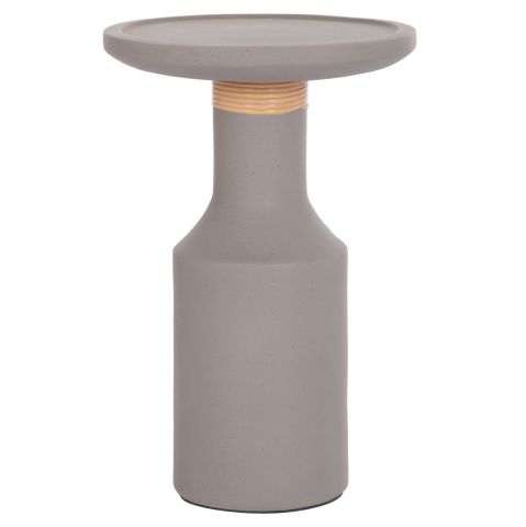 Interior - SIDE TABLE TRED(T) HM18169.03 FIBER CEMENT IN GREY-NATURAL RATTAN--Φ40x61Hcm.