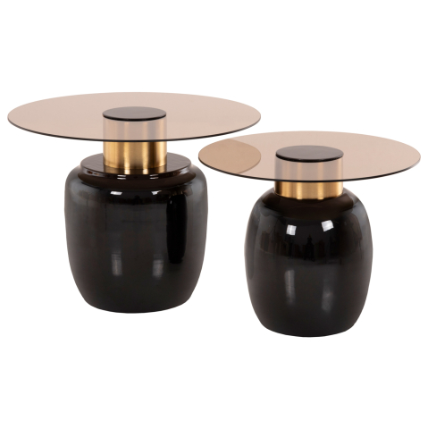 Masute de cafea - SIDE TABLES 2PCS FRYN HM9663 METAL IN BROWN AND GOLD Φ60 andΦ50 cm.