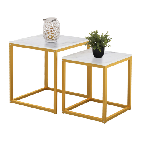 Interior - SIDE TABLES GRELAY SET 2PCS MDF and METAL 45Χ45Χ50Hcm.HM8762.11