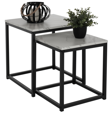 Interior - SIDE TABLES GRELAY SET 2PCS MDF and METAL 45Χ45Χ50Hcm.HM8762.12