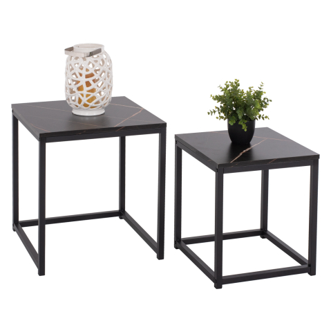 Interior - SIDE TABLES GRELAY SET 2PCS MDF and METAL 45Χ45Χ50Hcm.HM8762.13