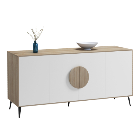 Bufete - SIDEBOARD SAVORE HM18368.11 MELAMINE IN SONAMA/WHITE--BLACK METAL LEGS 180x35.5x82Hcm.