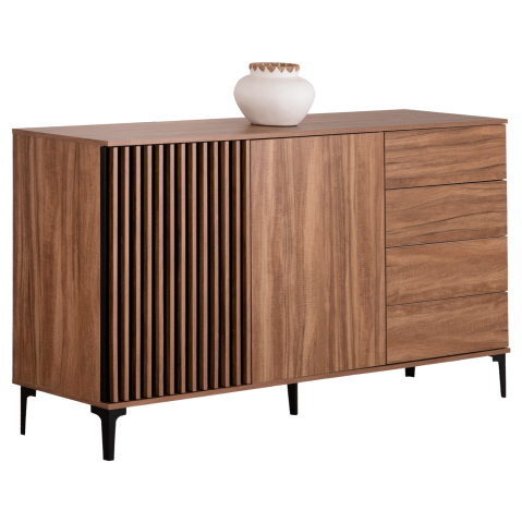 Bufete - SIDEBOARD SERIES HARRY HM18006.01 MELAMINE IN NATURAL WOOD COLOR AND BLACK 180x40x92Hcm.