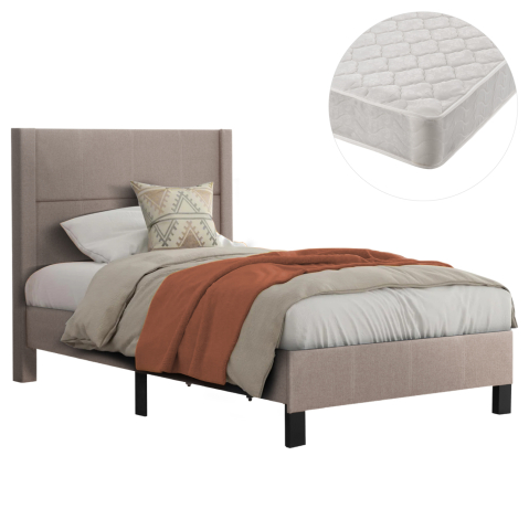 Seturi paturi cu saltele - SINGLE BED WITH MATTRESS TRILLOP HM21203.15 BEIGE FABRIC--FOR 120X200cm.