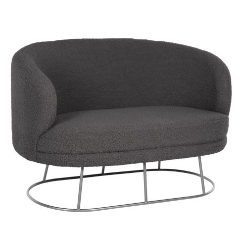 Canapele de colt - SOFA 2-SEATER ARIEN HM8492.21 GREY BOUCLE FABRIC AND SILVER METAL BASE 130x75x85Hcm.