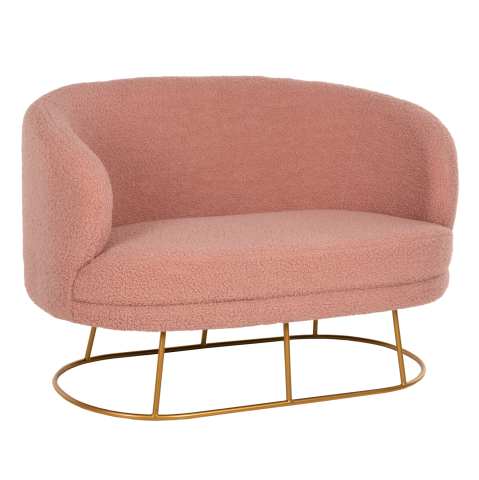 Canapele de colt - SOFA 2-SEATER ARIEN HM8492.22 DUSTY PINK BOUCLE FABRIC AND GOLD METAL BASE 130x75x85Hcm.