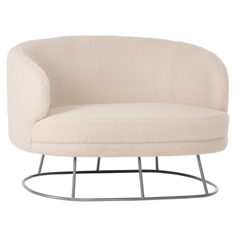 Canapele de colt - SOFA 2-SEATER ARIEN HM8492.23 WHITE BOUCLE FABRIC AND SILVER METAL BASE 130x75x85Hcm.