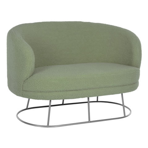 Canapele de colt - SOFA 2-SEATER ARIEN HM8492.27 PISTACHIO GREEN BOUCLE FABRIC AND SILVER METAL BASE 130x75x85Hcm.
