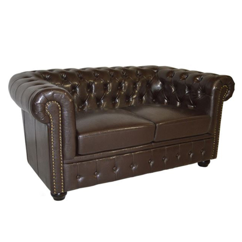 Interior - Sofa 2 seater Chesterfield type HM3010.01 dark brown Faux Leather 155x90x73 cm
