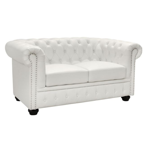 Interior - Sofa 2 seater Chesterfield type HM3010.02 White matte Faux Leather 155x90x73 cm