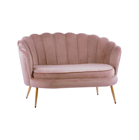 Interior - Sofa 2 seater Coquille HM8627.02 from velvet rotten apple and gold legs 130x81x86cm