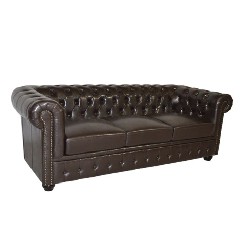 Interior - Sofa 3 seater Chesterfield type HM3009.01 dark brown Faux Leather 208x90x73 cm