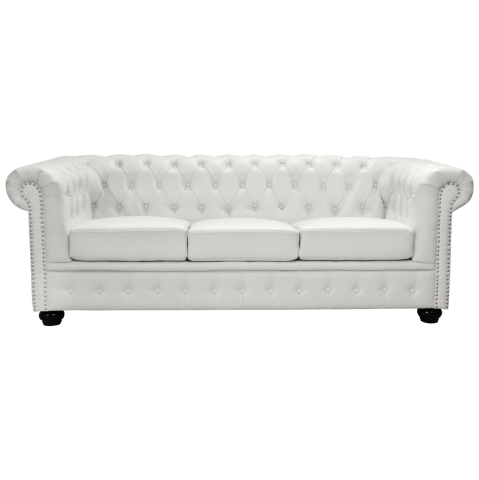 Interior - Sofa 3 seater Chesterfield type HM3009.02 white matte Faux Leather 208x90x73 cm