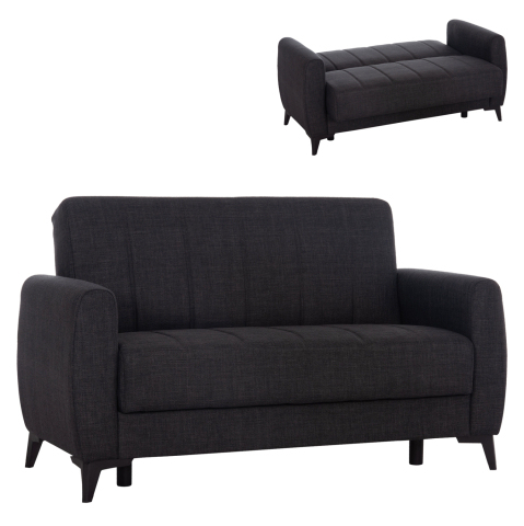 Interior - SOFA-BED 2-SEATER WITH STORAGE SPACE NIKKO HM3293.01 GREY FABRIC 144x75x84Hcm.