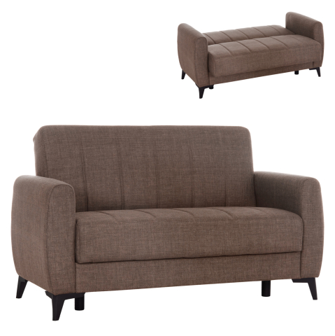 Interior - SOFA-BED 2-SEATER WITH STORAGE SPACE NIKKO HM3293.02 BROWN FABRIC 144x75x84Hcm.