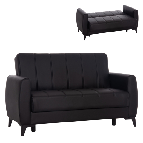 Interior - SOFA-BED 2-SEATER WITH STORAGE SPACE NIKKO HM3293.11 BLACK PU 144x75x84Hcm.