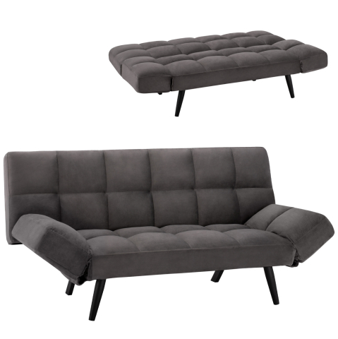 Interior - Sofa Bed 3 Seater from velvet grey HM3167.01 182x80x88cm
