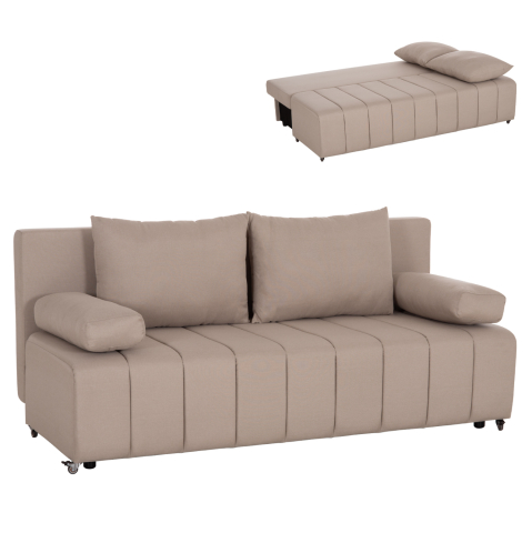 Interior - SOFA-BED 3-SEATER KEND HM3313.03 FABRIC IN LIGHT BEIGE 188x85x82Hcm.
