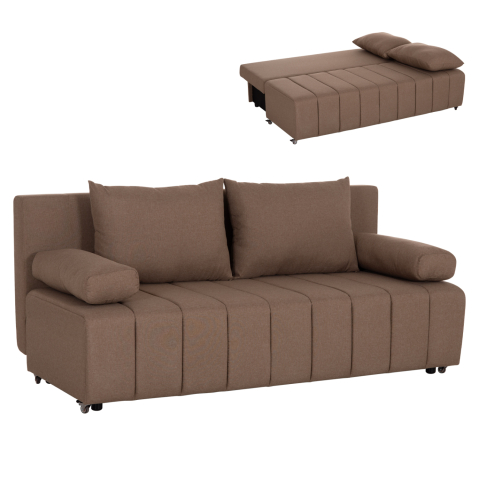 Interior - SOFA-BED 3-SEATER KEND HM3313.04 FABRIC IN LIGHT BROWN 188x85x82Hcm.