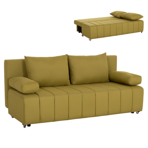 Interior - SOFA-BED 3-SEATER KEND HM3313.07 FABRIC IN LIGHT GREEN 188x85x82Hcm.