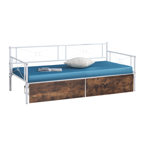 Paturi - SOFA-BED BERNIE HM21121.01 METAL FRAME IN WHITE and DRAWERS- FOR MATTRESS 190x90cm.