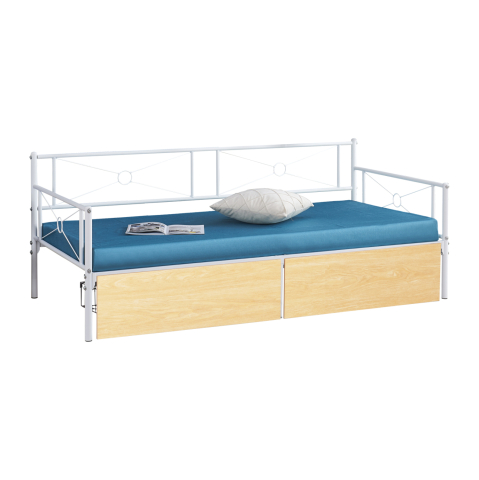 Paturi - SOFA-BED BERNIE HM21121.02 METAL FRAME IN WHITE and SONAMA DRAWERS- FOR MATTRESS 190x90cm.