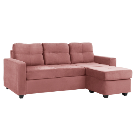 Interior - SOFA CORNER REVERSIBLE FABRIC VELVET DUSTY PINK 207x145x85Y cm. HM3004.12