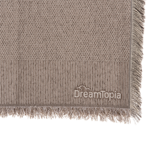 Articole de uz casnic - SOFA COVER-THROW WITH FRINGES DREAMTOPIA HM12165.01 IN LIGHT BROWN COLOR 295X170cm.