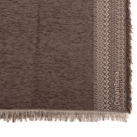 Articole de uz casnic - SOFA COVER-THROW WITH FRINGES DREAMTOPIA HM12165.04 IN BROWN COLOR 295X170cm.