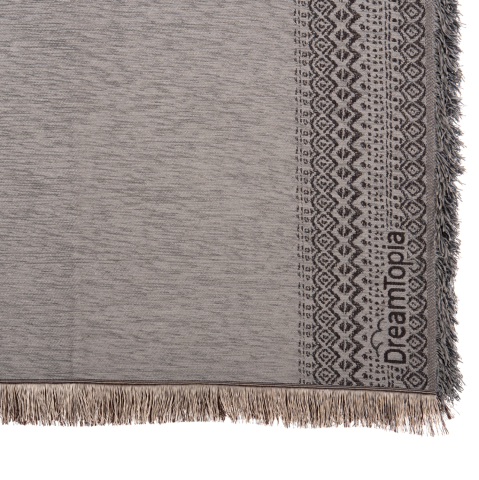 Articole de uz casnic - SOFA COVER-THROW WITH FRINGES DREAMTOPIA HM12165.05 IN LIGHT GREY COLOR 295X170cm.