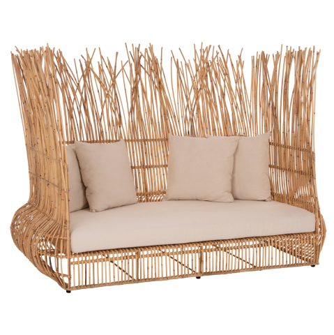 Canapele - SOFA OUTDOORS ZEPHYR HM5988 RATTAN CANES IN NATURAL-CUSHION SET IN BEIGE 200x120x142Hcm.