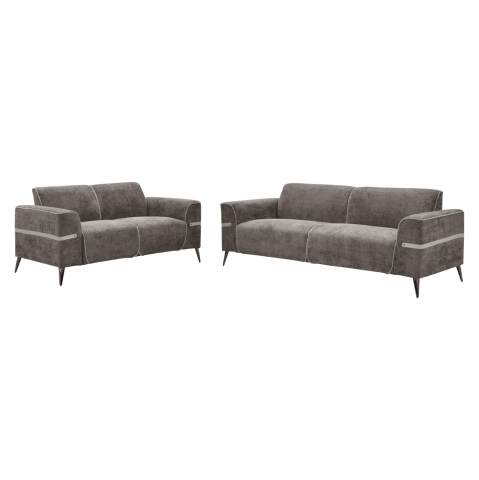 Canapele de colt - SOFA SET 2PCS FERIN HM6070.02 GREY FABRIC-DARK BROWN METAL LEGS