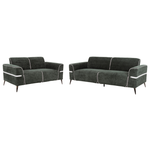 Canapele de colt - SOFA SET 2PCS FERIN HM6070.03 GREEN FABRIC WITH METAL LEGS