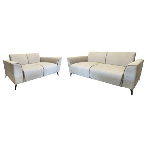 Interior - SOFA SET 2PCS FERIN HM6070.12 ECRU FABRIC WITH METAL LEGS