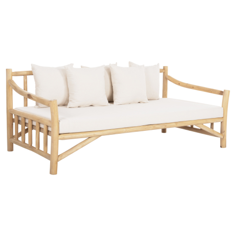 Canapele - SOFA TORC HM9339 SOLID TEAK NATURAL-WHITE 200x100x80H